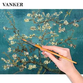 vanker Paint by Numbers Kit DIY Oil Painting For Home Decoration Apricot Blossom By Van Gogh 40 x 50cm DIY Novel