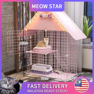 ❤️75*39*110cm❤️Premium Cat Cage Sangkar Kucing Cat Condo Cat Playground Two Columns Two Layers One Row With Roof