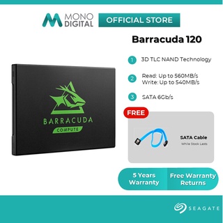 Seagate SSD Barracuda 120 SSD 2.5'' Internal SSD Solid State Drive SATA 3D NAND (2TB/1TB/500GB/250GB) (Free SATA Cable)