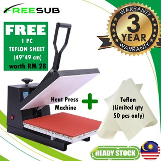 (FREE TEFLON) High Pressure 38x38 cm A4 T-shirt Heat Press Machine ✔️Heat Transfer for Bag,Case,Puzzle,Glass, Wood