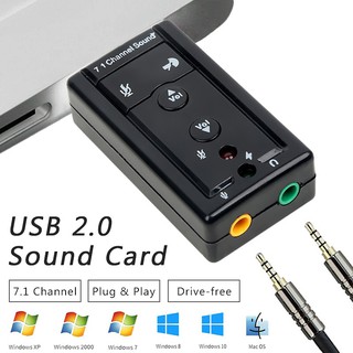 7.1 Channel External USB Sound Card With Jack 3.5mm Headphone Microphone 3D Virtual Audio Adapter
