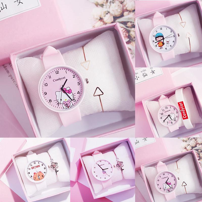 ❥Viburnum♔•New Cartoon Harajuku Cute Candy Hello Kitty Cherry Blossom Watch (Does not include: boxes and bracelets)