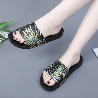 Spot ★ holiday BF wind green leaves indoor and outdoor sandals female casual Har