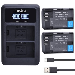 In Stock Tectra 2Pcs 2650mAh LP-E6N LP-E6 Battery+LED USB Dual Charger for Canon 5D Mark II III 7D 60D EOS 6D 70D 80D