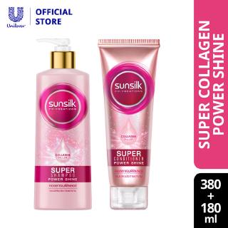 SUNSILK Super Collagen Power Shine (Shampoo 380ml + Super Conditioner 180ml)
