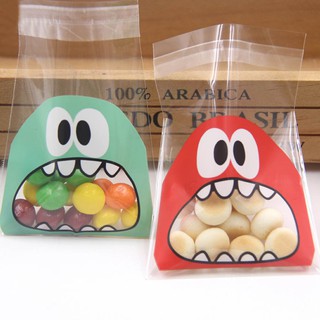 Kids Biscuit Birthday Gift Plastic Monster Small Candy Bags Cellophane Adhesive