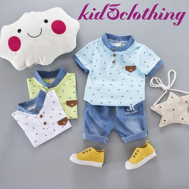 Summer Children Boys Clothing Baby Boys Short Sleeve Cotton Shirt+Shorts 2Pcs