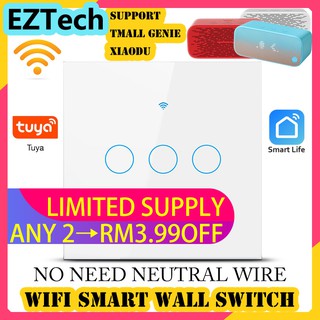 EZTECH WiFi Smart Wall Switch(NO NEED NEUTRAL WIRE)Remote Control Voice Control Tmall Genie Time Switch Smart Switch