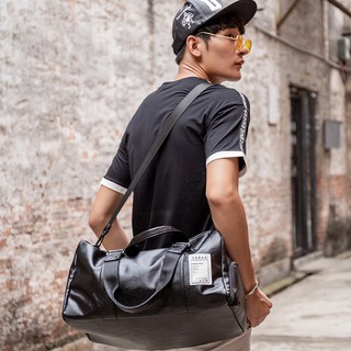 Korean Travel bag high capacity leather travel totes with shoulder strap men bag