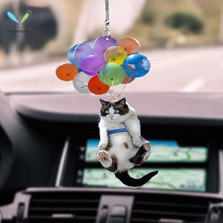 Cat Car Hanging Ornament with Colorful Balloon Car Hanging Ornament Car Interior Decor