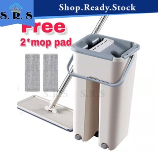 SRS_2 In 1 Self Clean Wash Dry Hands Free Magic Flat Spin Mop