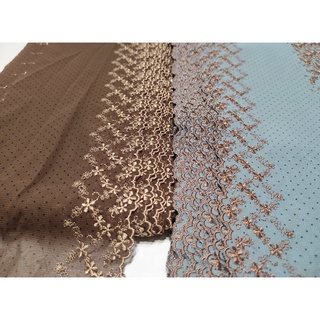 110MM/135MM Floral Design Polka Dots Embroidery Chiffon Lace Border Lace Sewing Fabric Kain Renda Sifon Borong [1 Yard]