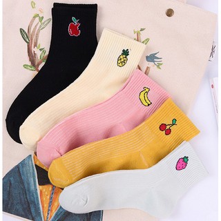 READY STOCK!1 Pair Korean Style Women Anklet Socks with cute FRUIT logo design Cozy Cotton(with 5 colors selection)