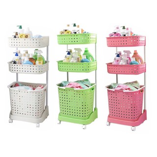 Japanese Style 3 Tiers Large Capacity Laundry Basket Organizer With Wheels