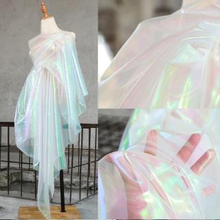 150cm*50cm Stage Wedding Decor Voile Transparent Holographic Fabric Fluorescent Fabrics Colorful S