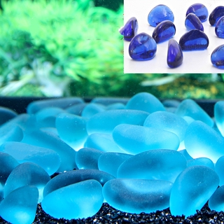 （100g）Fish tank decoration blue glass pebble glass sand river scenery bottom sand gravel crystal transparent stone fluorescein