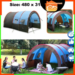 EcoSport 8-10 Person 2020 Khemah Waterproof Double Layer Camping Tent Tunnel Tent Family Outdoor Hiking With Carry Bag