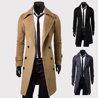 Autumn Winter Men's Overcoat Fasion Cool Casual Woolen Long Coat Slim Fit