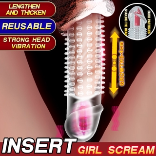 Penis vibrators Condom Reusable Penis Sleeve Extender Realistic Silicone Extension Sex Toy for Men Cock Enlarger Sheath