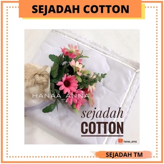 Sejadah Putih Material Cotton (Dihiasi Lace Di Keliling) | White Mat Cotton For Prayer Solah Sejadah Cotton