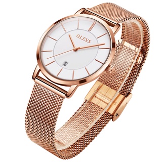 OLEVS Jam Tangan Perempuan Wanita Original Wrist Watch Women's Casual Rose Gold Ultrathin Quartz Girl Steel Watch