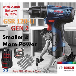 BOSCH GSR 120-LI 12V Cordless Drill / Driver ( GEN 2 ) With 2.0ah Battery & Charger