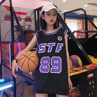Korea Style Women’s Sporty Style Sleeveless Vest 背心女夏外穿原宿运动球衣篮球服宽松中长款无袖背心