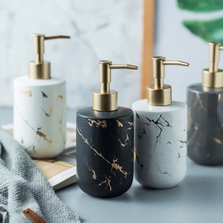 READY STOCK Bathroom Marble Ceramic Lotion Liquid Soap Dispenser