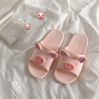 Bathroom ins a cute pink pig slippers girls bathing cool in the summer of indoor and outdoor wear non-slip rubber that