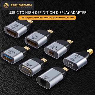 Mini USB C to DisplayPort Mini DP HDMI VGA Adapter Portable Type C 4K Converter Thunderbolt 3 PD Charge