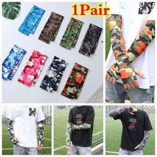 【Ready Stock】✨1pairs Long ice sleeves long arm riding fishing driving outdoor sunscreen camouflage sleeves