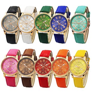 [LOCAL - READY STOCK] Geneva Women Fashion Roman Numerals Faux Leather Watch