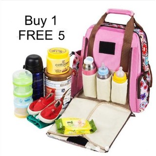 [jentss] BUY 1 Free 5 Multifunction Waterproof Baby Diaper Bag Mummy Backpack