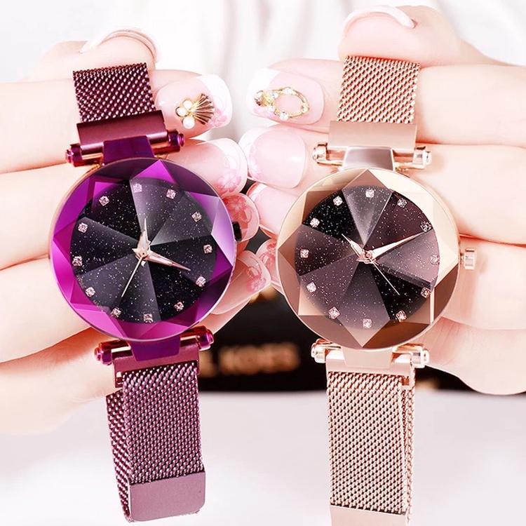 Women's Luxury Star Fashion Watch Stylish Magnet Buckle Mesh Band Quartz Watch