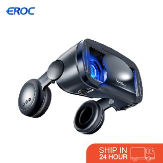 Eroc Virtual Reality 3D Glasses VR Headset VR Box Smart Helmet For 5-7 Inch Mobile Phone Lenses With Headphone Controller