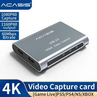 ACASIS 4K USB 3.0 HDMI Video Card Capture 4K60fps 1080P Audio Video Capture Card HDMI to USB 3.0 Acquisition Card HDMI Converter for PS5 PS4 Camera Game/Video Live Stream
