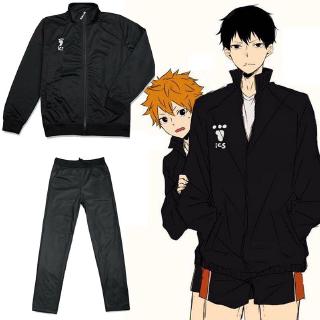 High School Uniform Black Sport Anime Jacket Sportswear suit Haikyuu Cosplay Haikyu Karasuno Volleyball Club Jersey