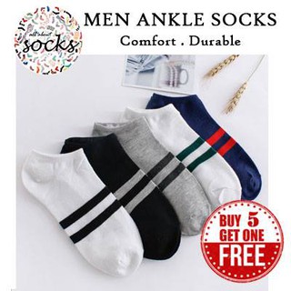 [Buy 5 Free 1] Men Ankle Socks/ Cotton/ Simple/ Comfort/ Minimalism/ Casual