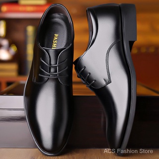 kasut nikah perempuan Leather Shoes Men's Spring and Autumn British Youth Business Casual Formal Wear Leather Shoes Men's Wedding Shoes Waterproof Lightweight Work Shoes (1)