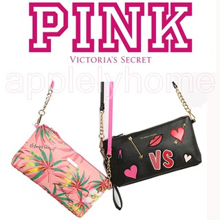 Victoria's Secret VS Sling Bag Purse Card Bag Pink Heart Lips Arrow Pink Floral