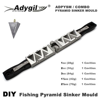 Adygil DIY Fishing Pyramid Sinker Mold ADPYSM/COMBO 1oz, 2oz, 3oz, 1.5oz, 2.5oz 5 Cavities