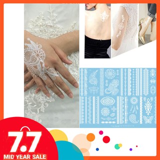 Hot 8pcs White Lace Design Henna Ink Temporary Flash Tattoo Sticker Inspired