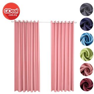 Ready stock🔥 GDeal【Quality Thick Curtains】Soft Thermal UV Protection Blackout Eyelet Curtains Langsir (250 x 100cm)