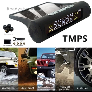 TPMS Car Tire Pressure Monitor System Alarm LCD Screen 4 Sensors Wireless Solar LCD Monitoring System with 4 External Sensor