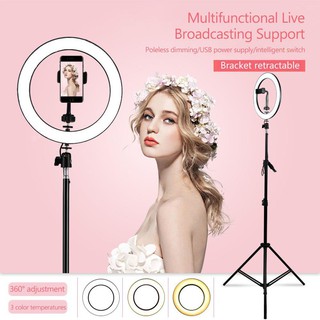 ❤️High Quality❤️30/26/16cm LED Ring Light Dimmable Stepless Selfie Ringlight with Tripod Stand Phone Holder for Live broadcast Makeup Photography Vlog Tiktok