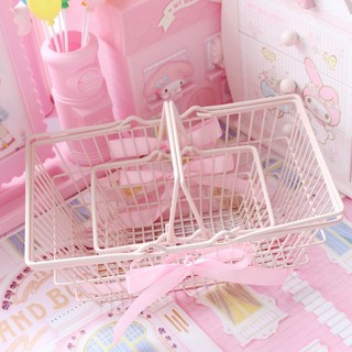 Pink Girl Mini Storage Basket Desktop Finishing Cosmetics Jewelry Storage