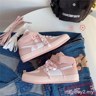 cherry blossom pink high-top shoes women s 2021 explosive autumn new ins tide student all-match sports shoes (1)