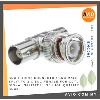 BNC T Joint Connector BNC Male Split to 2 x BNC Female for CCTV Signal Splitter use High Quality BNC003