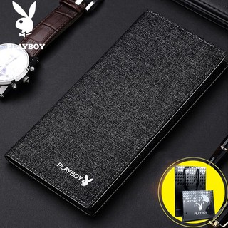 Playboy wallet men's long young student canvas Korean version of the personality youth creative soft leather ultra-thin wallet