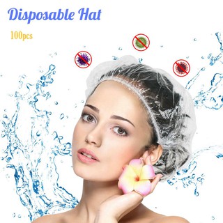 100Pcs Women Disposable Transparent Shower Hair Salon SPA Cap Protective Hat Anti-fume Shower Cap Kitchen Accessories Gadgets